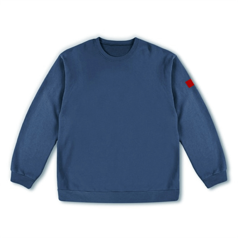 Fashionable loose men's sweatshirt in blue, SF1114, with O-neck collar and full sleeves. Comfortable activewear for stylish men.