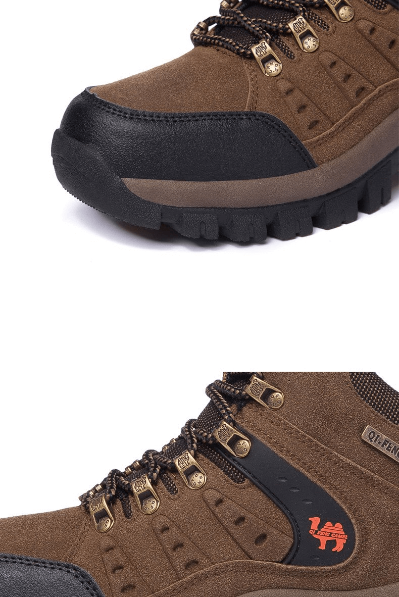 Fashionable Trekking Waterproof Boots, brown with sturdy rubber sole, offering comfort and stability for hiking adventures.