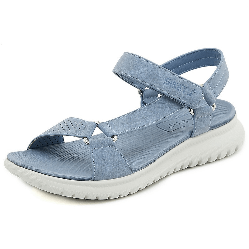 Light blue women's sports platform sandal with adjustable buckle and PU material for style and comfort - SF0983