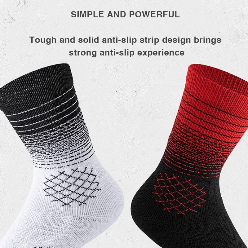 Black and red fast-drying basketball knee-high socks with anti-slip design for ultimate performance on the court.