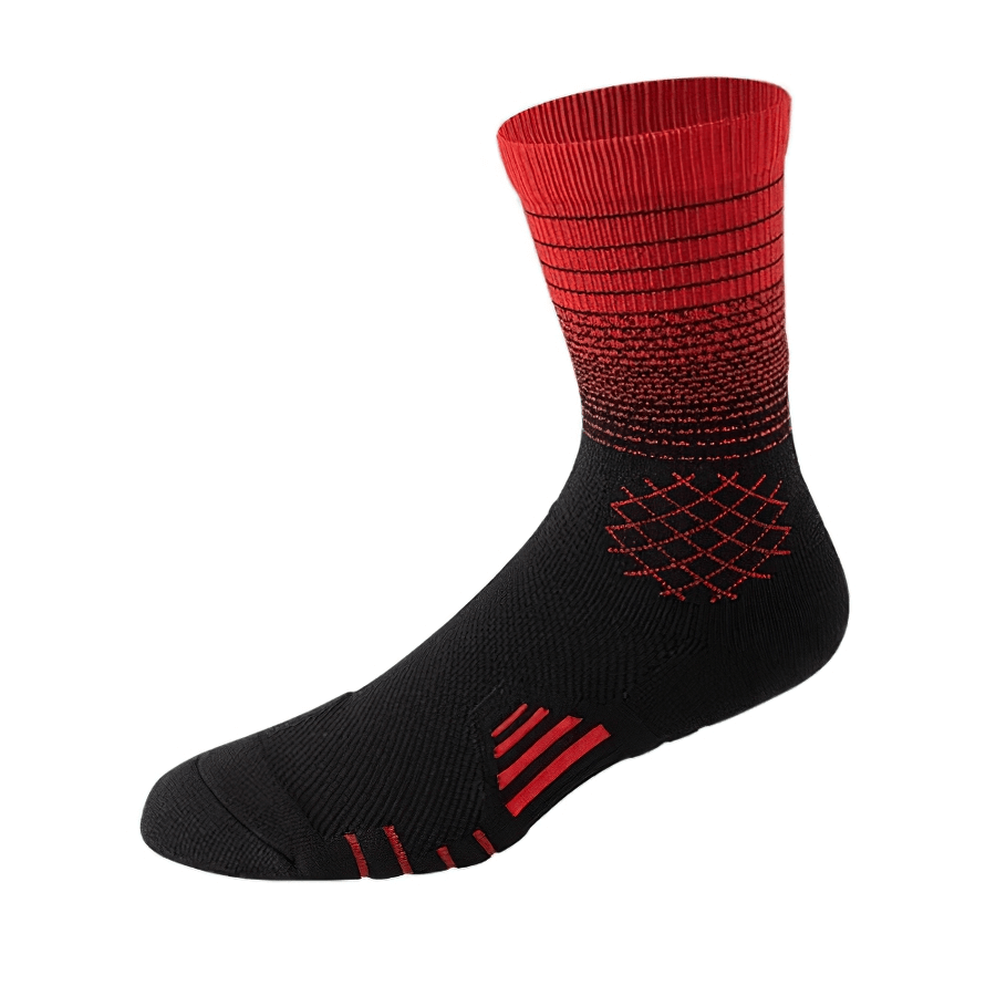 Fast-drying, breathable basketball knee-high sock in red and black, featuring a professional design perfect for active players.