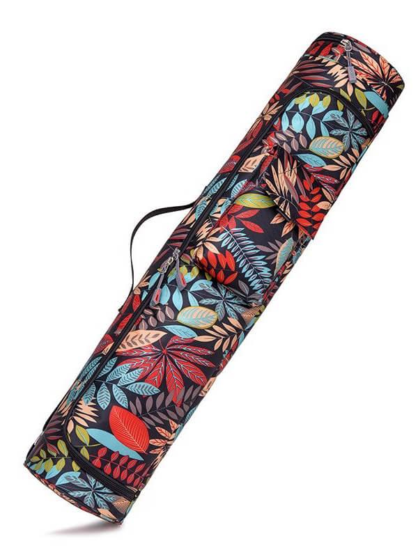 Colorful printed yoga mat bag with zip closure, ideal for unisex use, made of durable microfiber, perfect for fitness enthusiasts.