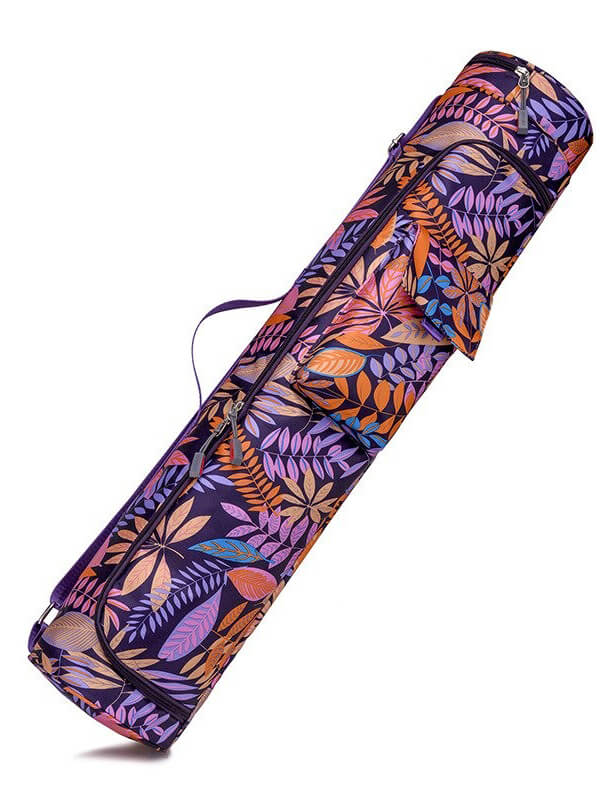 Colorful printed yoga mat bag with zipper, ideal for pilates and fitness enthusiasts, made of durable microfiber, unisex design.