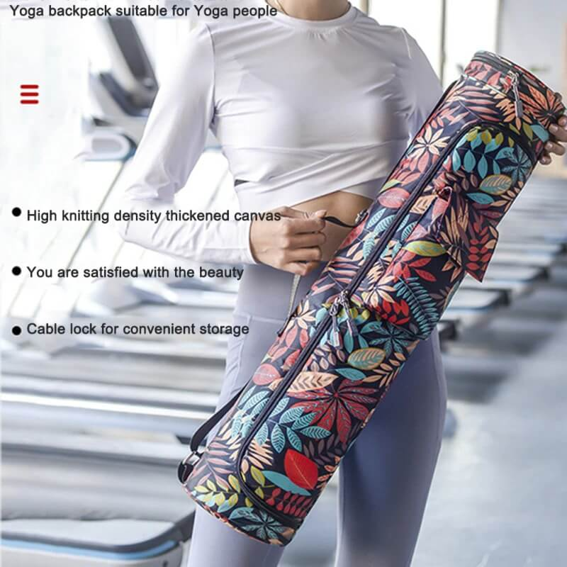 Colorful female-printed yoga bag with zipper, perfect for carrying pilates and yoga mats, made of durable microfiber. SF0516 model.