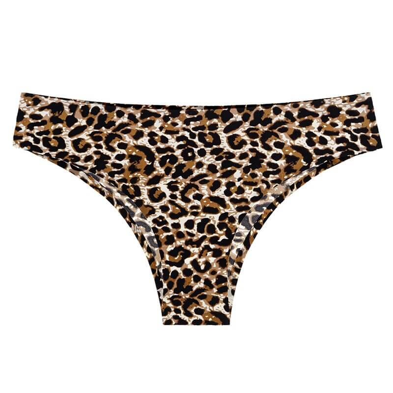 Sexy low waist seamless leopard print briefs for women, SF0873. Comfortable nylon fabric, stylish everyday wear. Perfect low-rise fit.