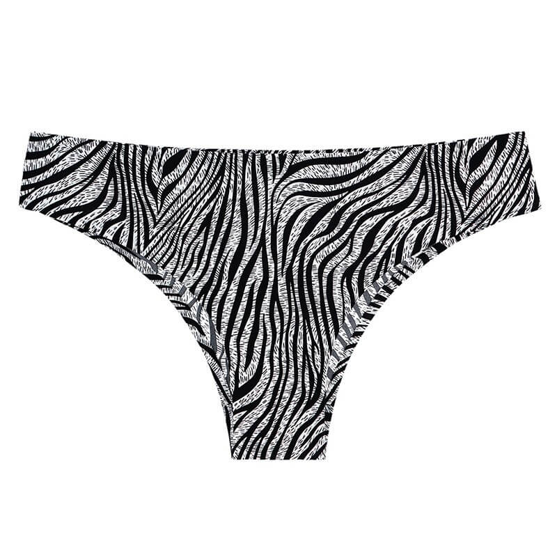 Stylish low waist seamless briefs with zebra print for women. Comfortable and breathable nylon fabric. Perfect for daily wear. SF0873