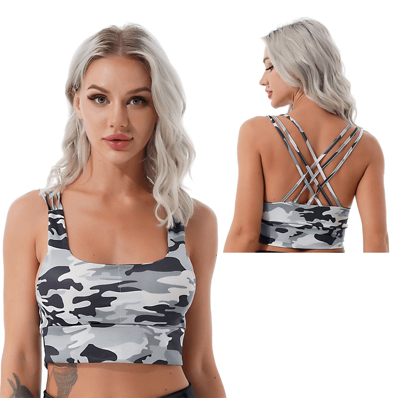 Female Strappy Square Neck Tank with Crisscross Back - SF1033