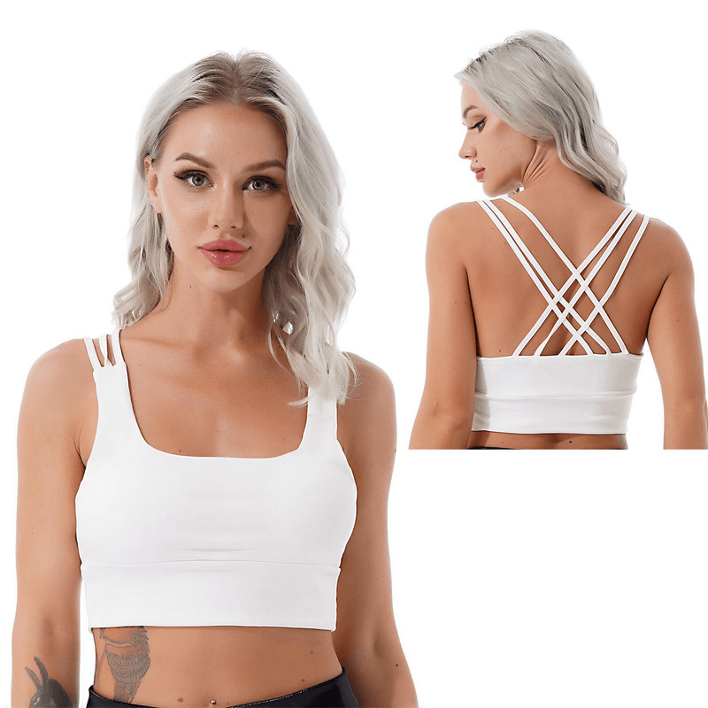 Female Strappy Square Neck Tank with Crisscross Back - SF1033