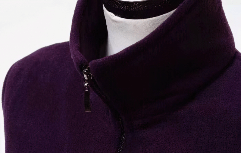 Purple fleece women's warm zipper vest with pockets and turn-down collar, showcasing stylish comfort and durability. Model SF0110.