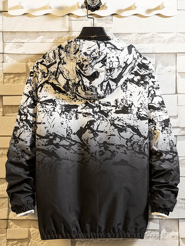 Female Zipper Hooded Jacket with Print / Lightweight Windbreaker - SF0910
