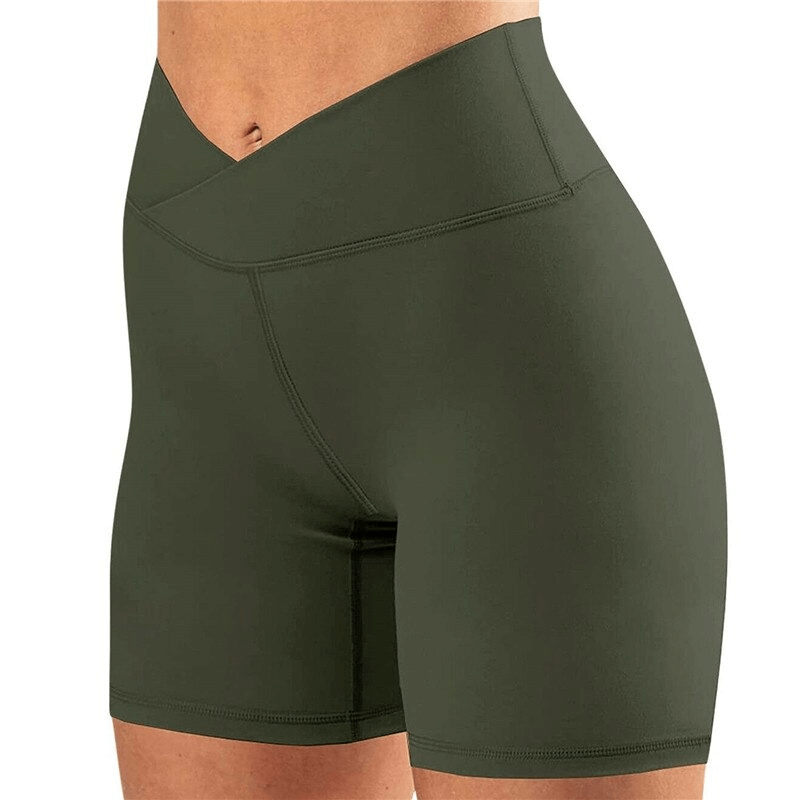 Shorts de fitness taille haute pour femmes / Shorts d'entraînement de course à pied de couleur unie - SPF0080 