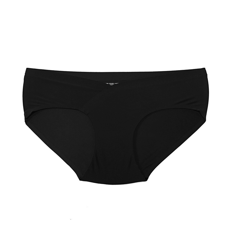 Black seamless solid color low-rise female briefs for fitness, polyester-nylon blend, comfortable and breathable sexy underwear.