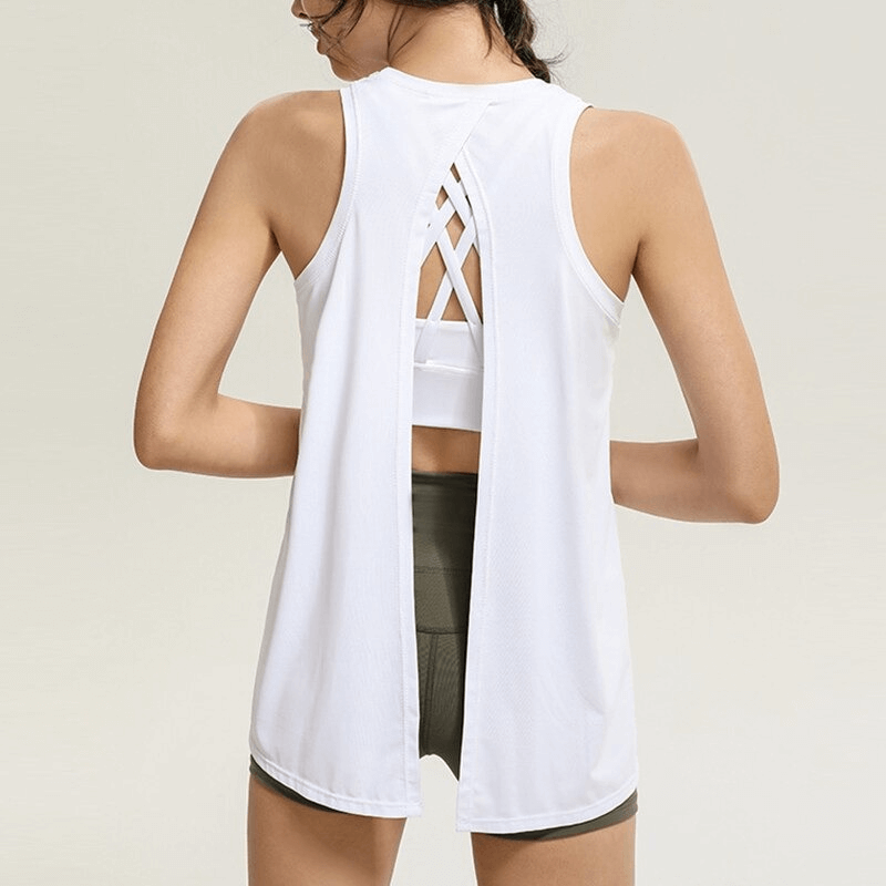 Fitness Women's Tank Top with Slit on Back / Gym Breathable Tank for Lady - SF0035