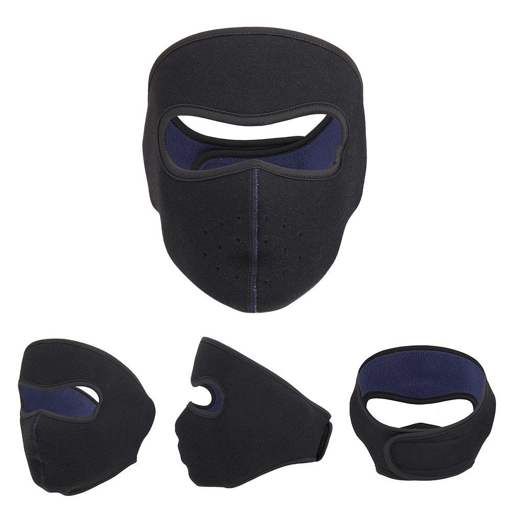 Fleece windproof face mask with adjustable fastener, ideal for outdoor sports like snowboarding, offers UV protection and breathability.