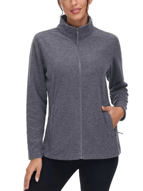 Fleece women's sweatshirt with zipper for running, stylish stand collar and pockets, perfect for warmth and comfort, SKU SF0127