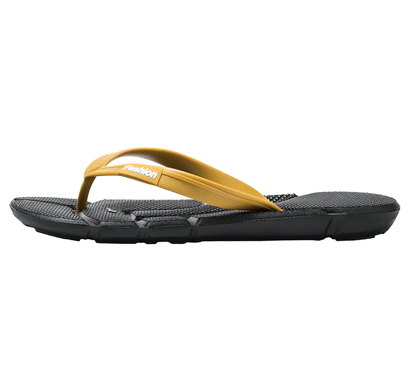 Stylish brown and black beach flip flops with massage soles for men, featuring flexible lightweight design for casual comfort.