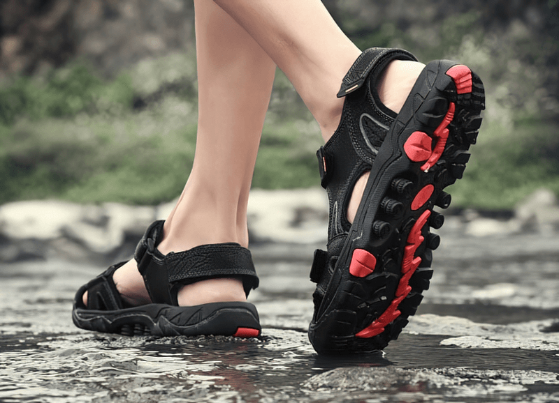Sandales de trekking en eau douce en cuir véritable / chaussures respirantes d'extérieur - SPF0679 