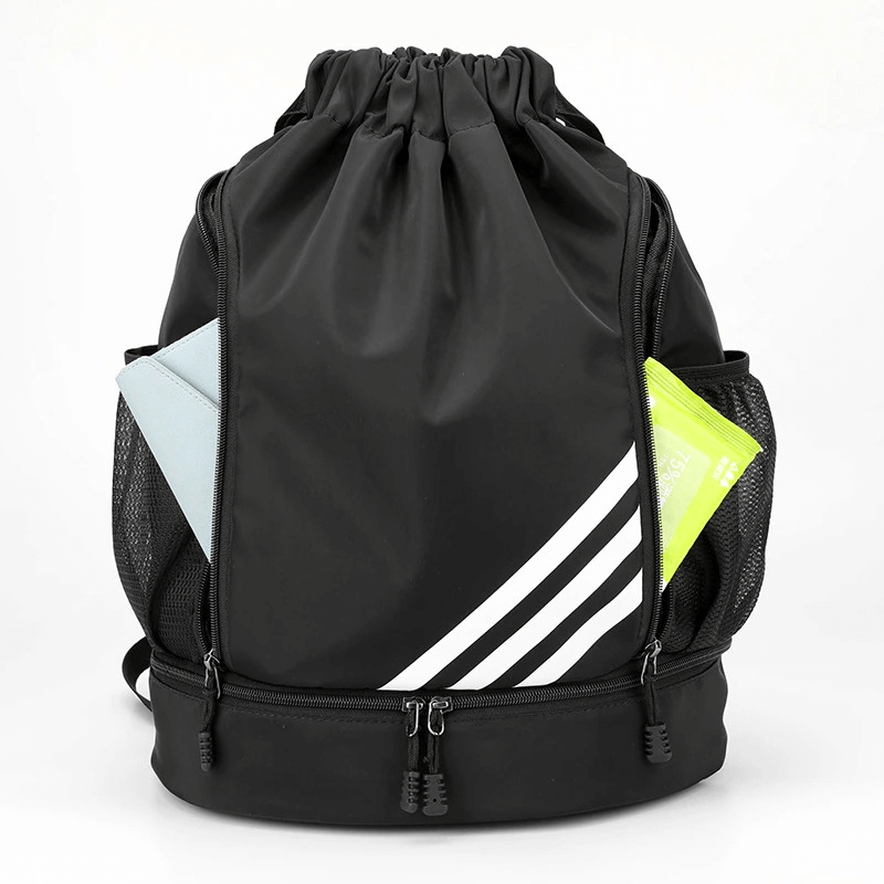 Unisex nylon gym drawstring bag, perfect for basketball and fitness, with ample storage and comfortable fit.