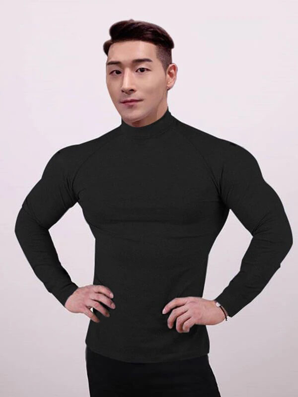 Gym Quick Dry Long Sleeves Shirt / Male Sports Turtleneck - SF0646