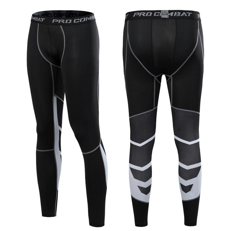 High elastic breathable men's running tights SF0928 with mid-waist and spandex blend for a comfortable, skin-hugging fit.