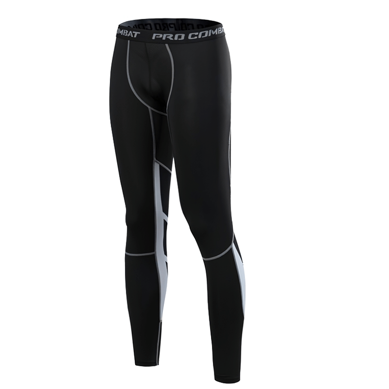 Black high elastic breathable compression pants for men, perfect for light running, features elastic waist and flat-style front.