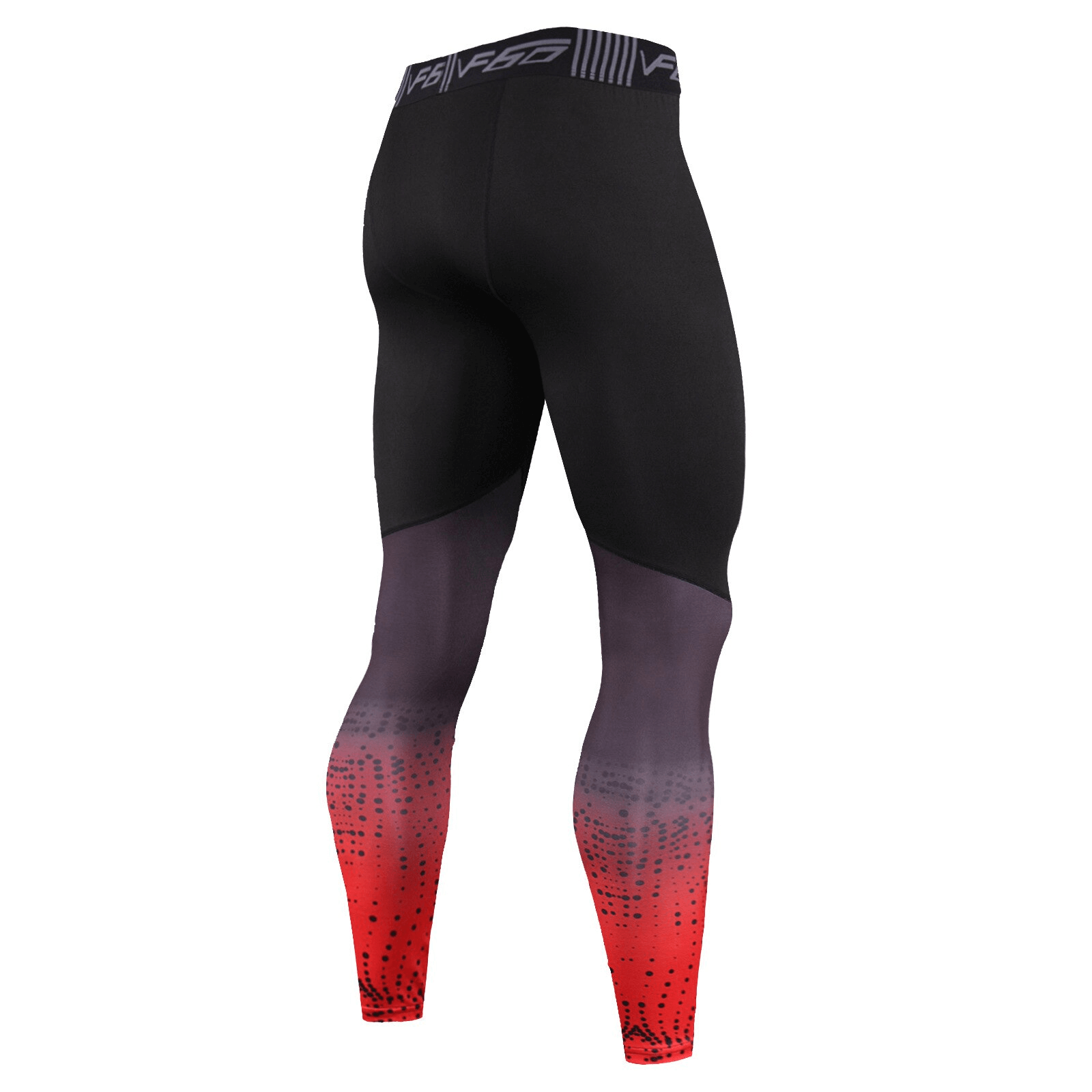 High Elastic Compression Leggings for Running - Male Gym Sportswear SF0865 with red and black gradient design