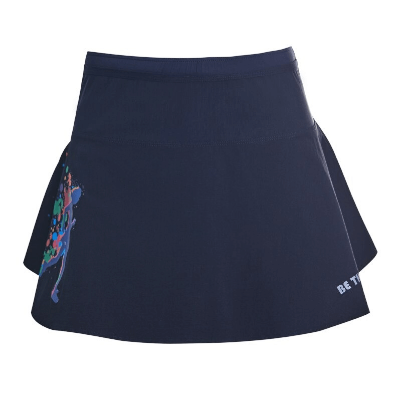Stylish navy high waist double layer skirt with pocket, perfect for golf and tennis. Breathable, quick-dry spandex design. SF0105