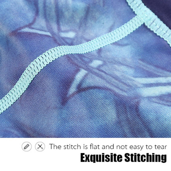 Close-up of exquisite stitching on floral print high waist sports leggings.