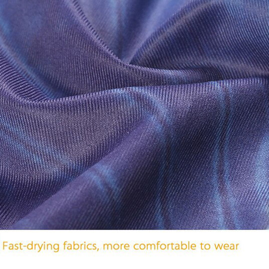 Close-up of blue fast-drying fabric, showcasing smooth texture and comfort appeal.