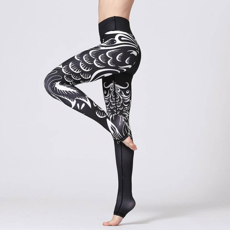 Sport-Leggings mit hoher Taille und Blumendruck für Damen – SF1157