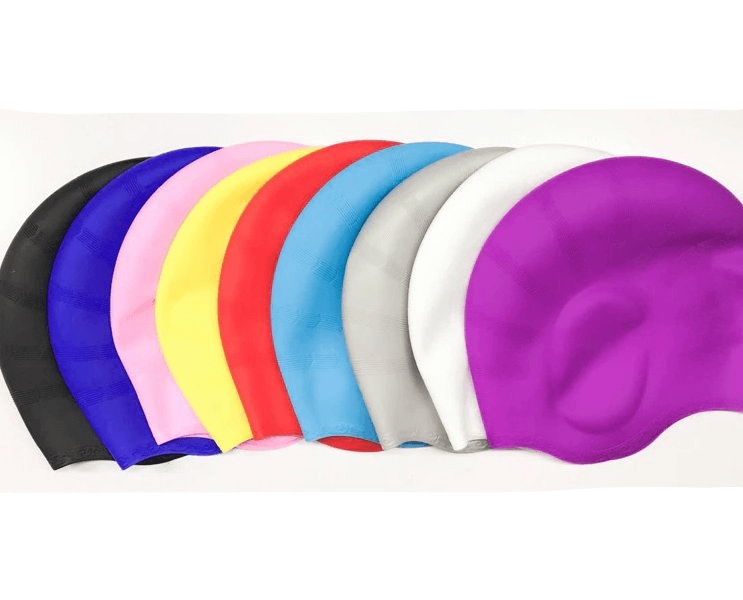 Colorful unisex silicone swimming caps, highly elastic and waterproof, offering optimal protection for swimming.