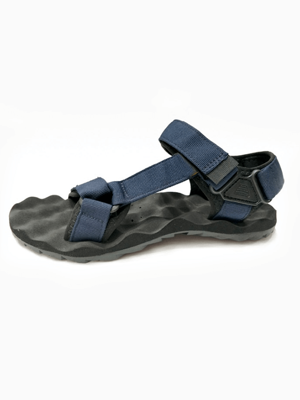 Men's hiking sandal, casual canvas, navy blue, EVA comfort, hook and loop closure, durable for outdoor adventures.