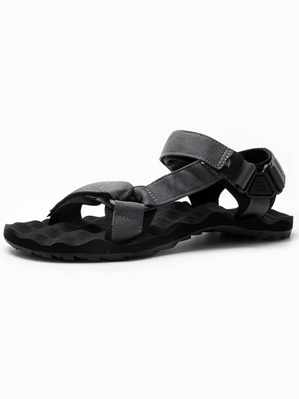 Men's hiking sandals, casual canvas, soft EVA insole, black, lightweight hook and loop closure, low heel, durable and comfortable.