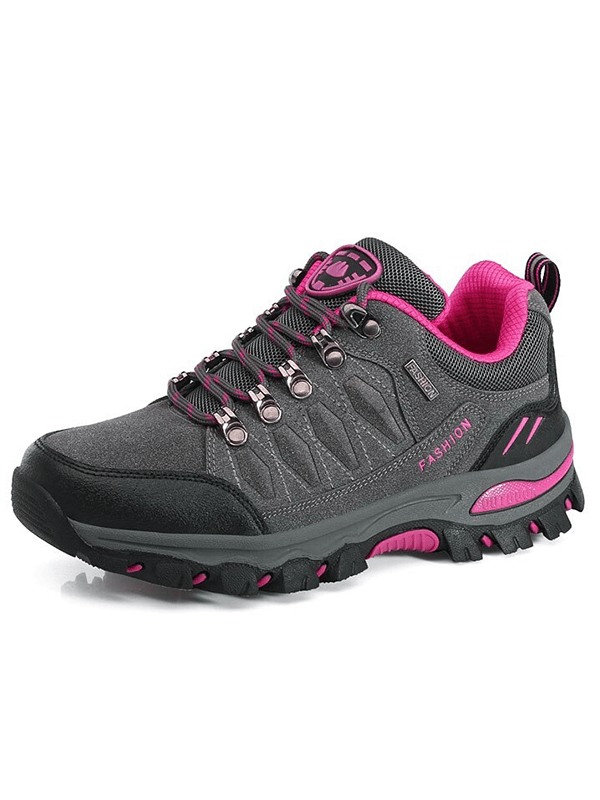 Women's hiking shoes, SF0231, with durable design, cotton fabric upper, rubber outsole, and synthetic lining for comfort and protection.