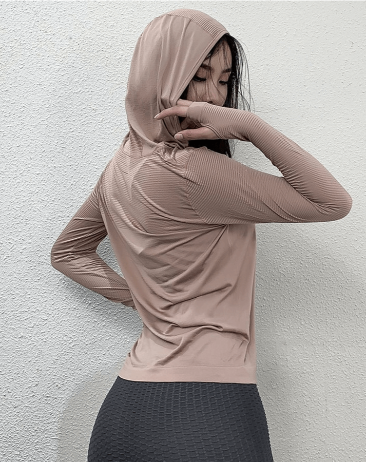 Hooded Workout Top with Long Sleeve / Women's Fitness Sweatshirt - SF0002