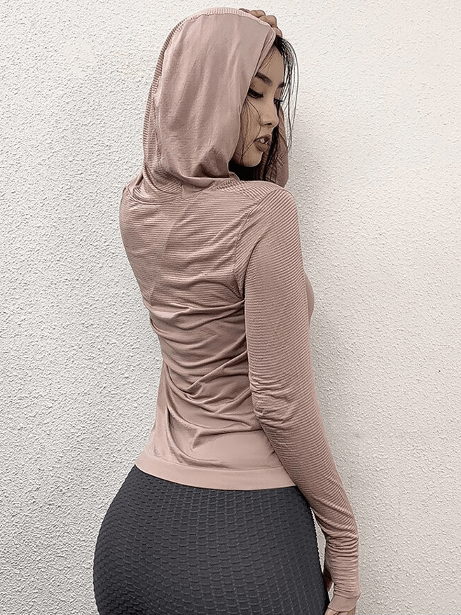 Hooded Workout Top with Long Sleeve / Women's Fitness Sweatshirt - SF0002