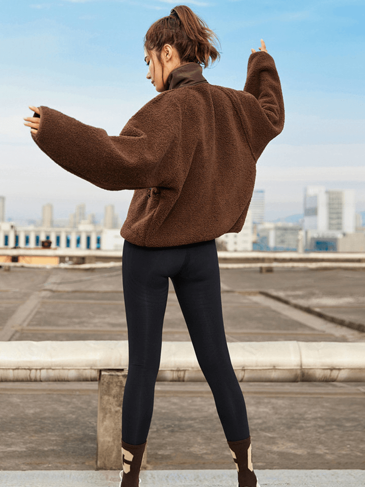 Imitation Lamb Loose Fleece Jacket for Women / Yoga Warm Clothes - SF1185
