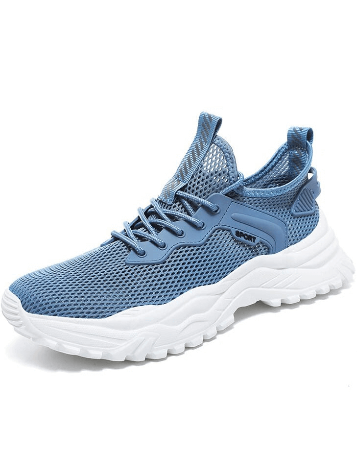 Blue light running shoes with cushioning and breathable air mesh upper, designed for comfort and performance, model SF0704.