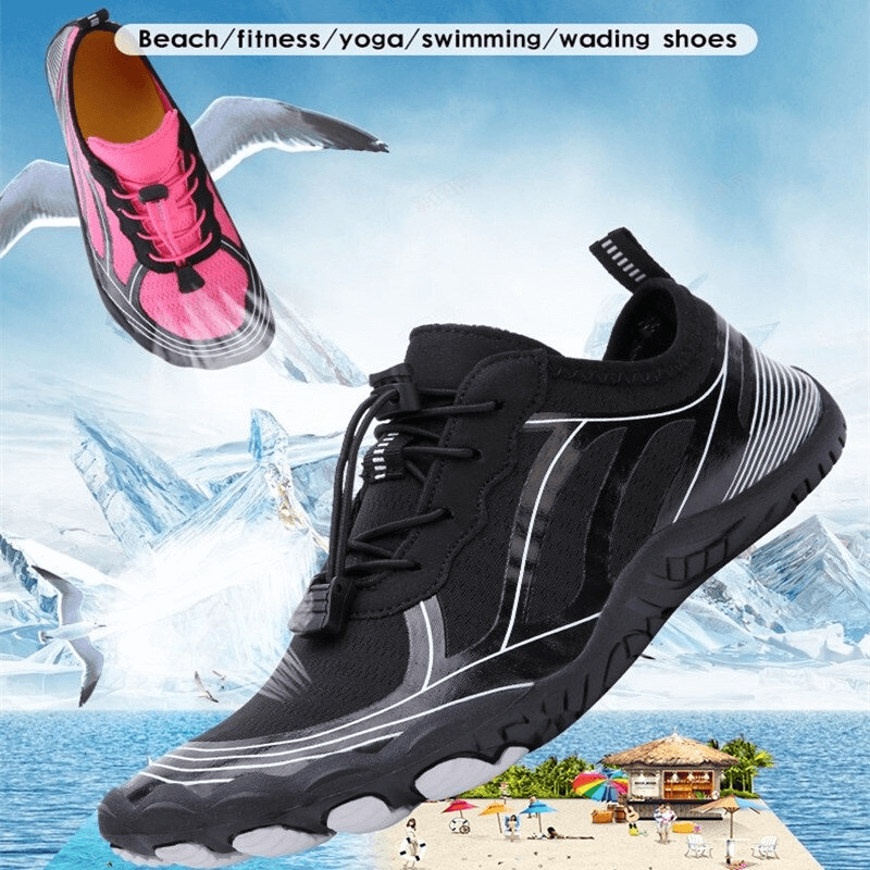 Light Soft Water Shoes with Elastic Lacing / Breathable Beach Sneakers - SF0552