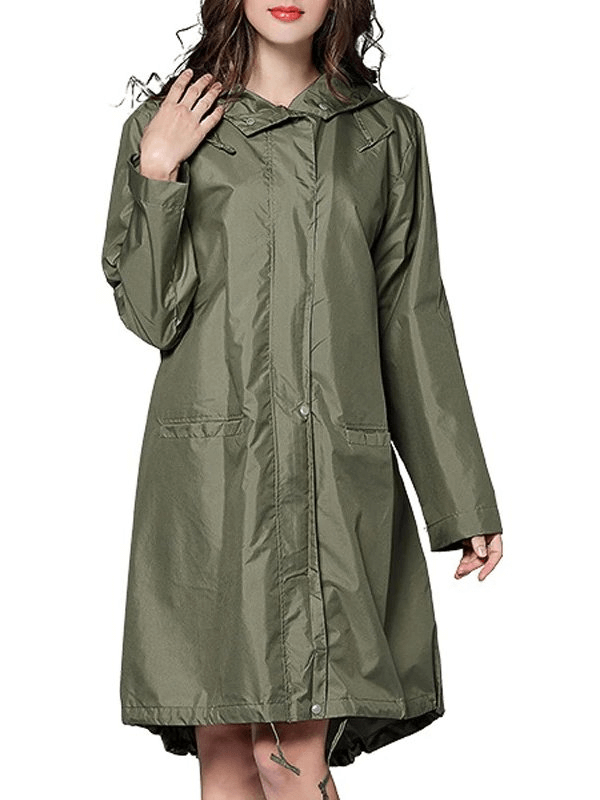 Lightweight Breathable Women's Raincoat with Hood and Zipper - SF0128