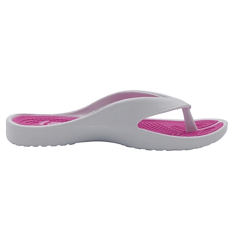 Lightweight women's beach slippers with pink insole, flexible design, perfect for casual outings with PU upper and EVA outsole.