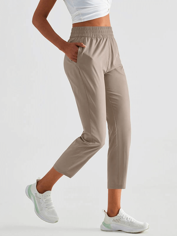 Pantalon de survêtement léger d'entraînement de fitness taille haute avec poches - SPF1041 