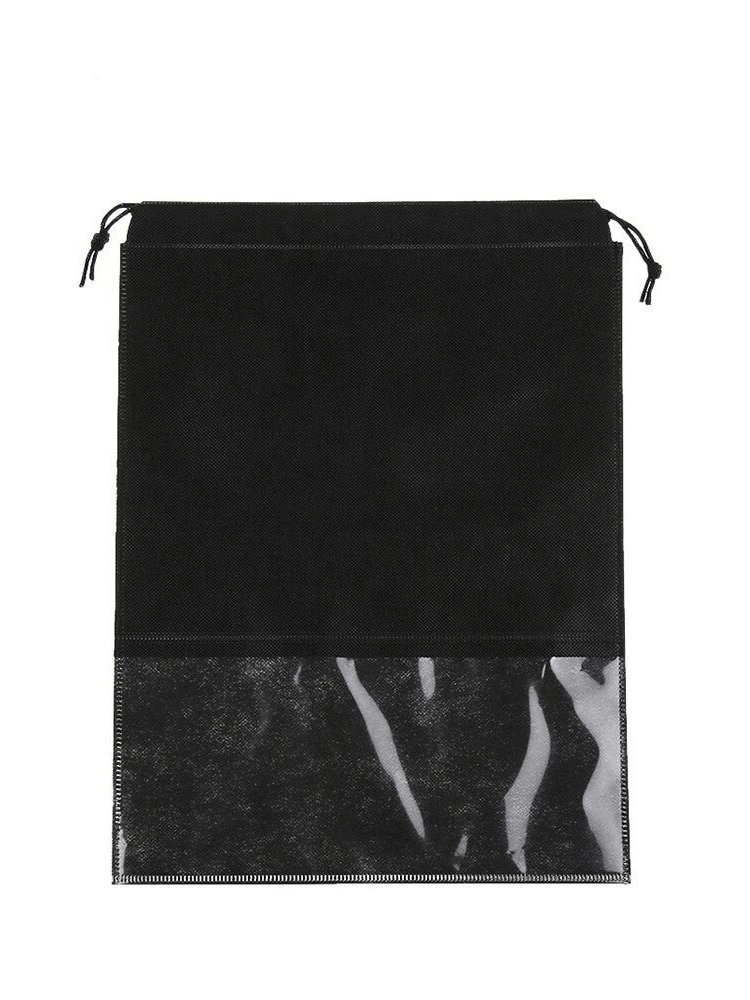 Black lightweight quick-dry shoe bag cover made of durable, waterproof non-woven fabric for sports shoes, model SF0363.