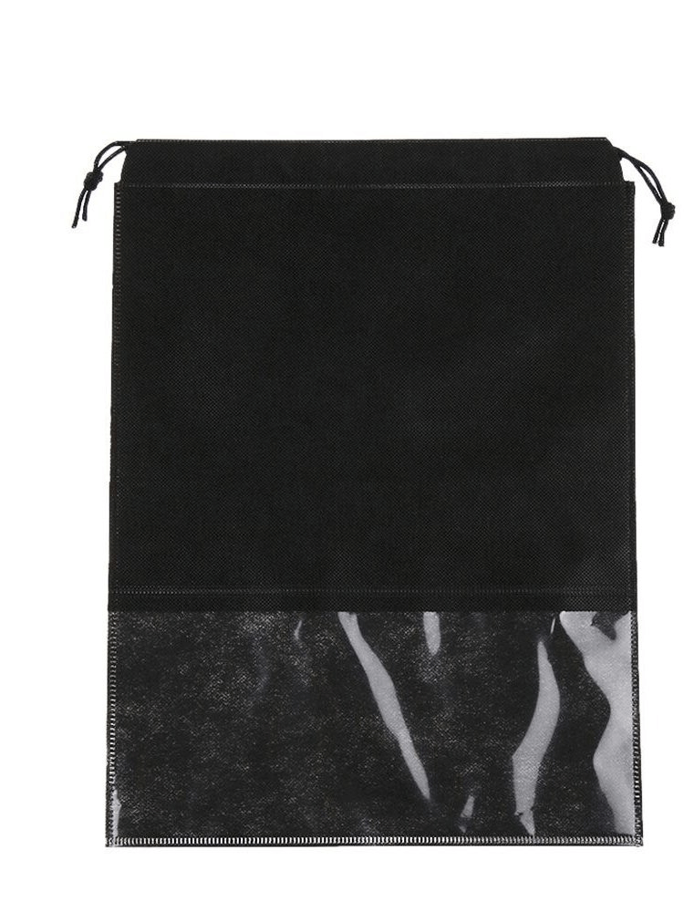 Alt Tag: Black lightweight quick-dry shoe bag, waterproof non-woven fabric, ideal for sports shoes, unisex design - SF0363.