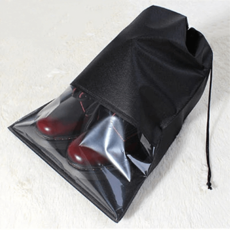 Lightweight quick-dry shoe bag with clear front, ideal for sports shoes, made of waterproof non-woven fabric, unisex design - SF0363