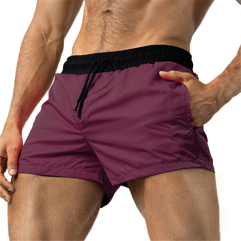 Lightweight quick-drying sports fitness shorts for men in maroon, perfect for running and active lifestyles.