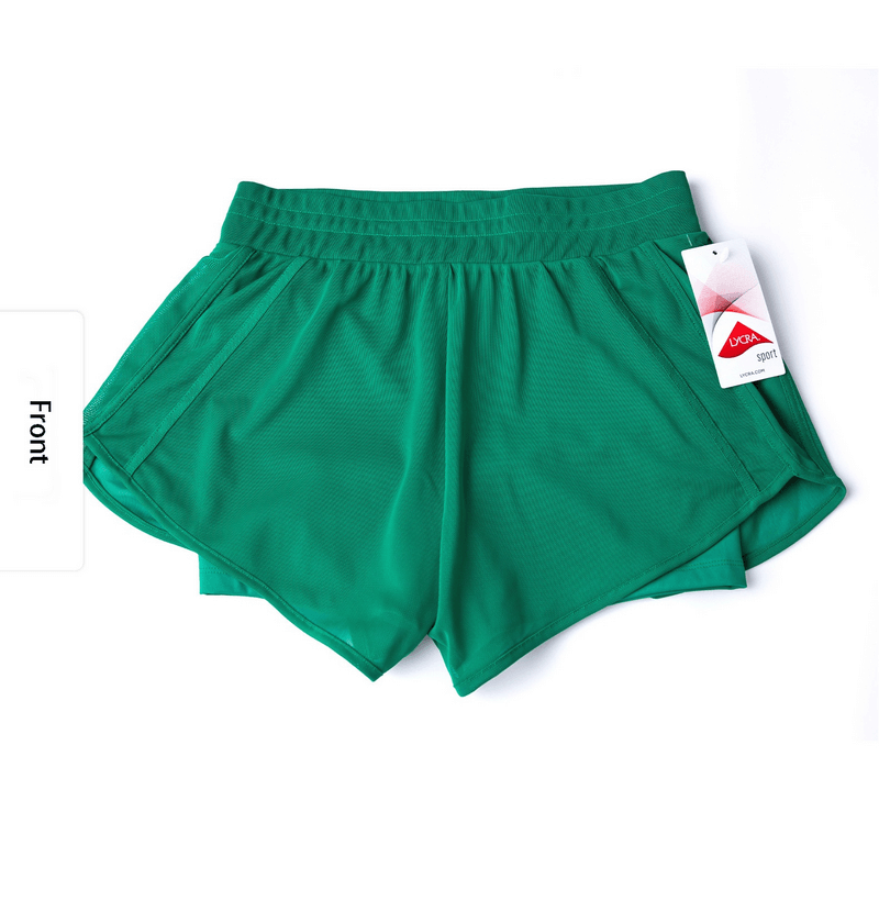 Green lightweight quick-drying women's sports shorts front view, ideal for training and fitness, model SF1210.