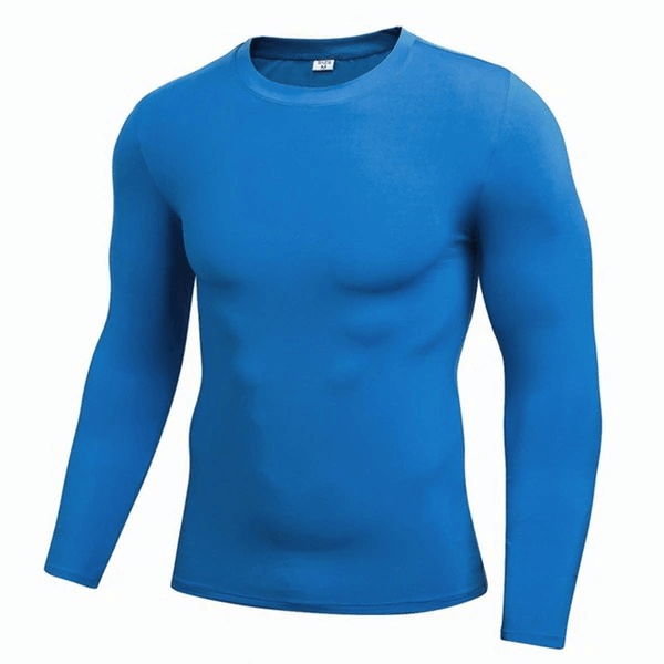 Blue men's lightweight sports compression shirt SF0465 for basketball, cycling, and climbing; quick-dry, breathable, elastic.