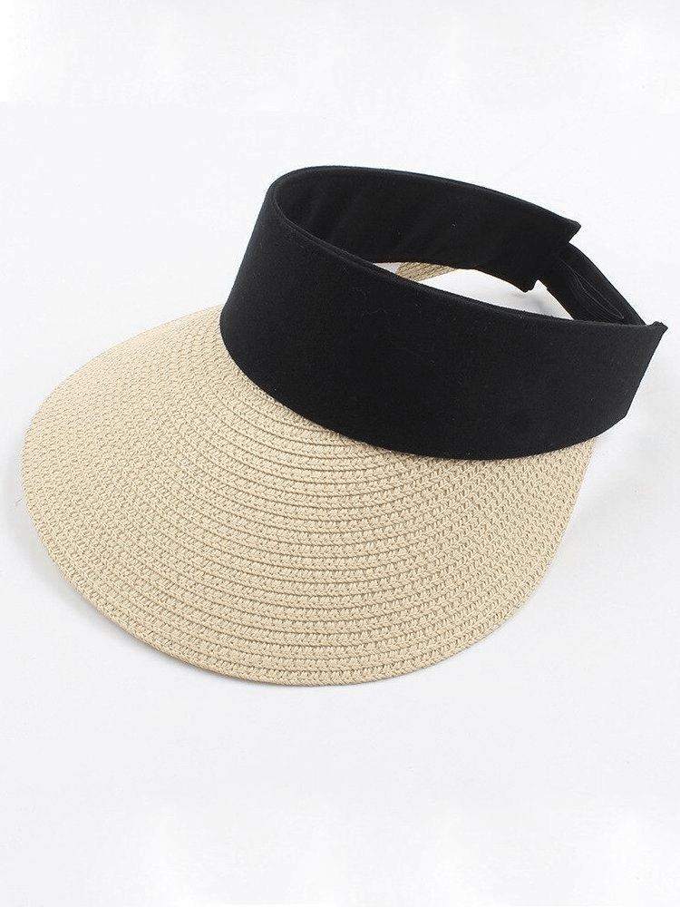 Lightweight straw summer hat with black adjustable fastener, ideal for unisex casual wear and sun protection, perfect for outdoor activities.