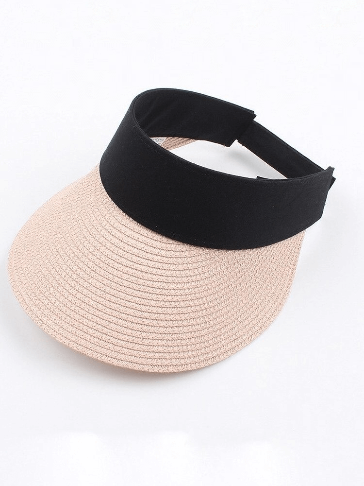 Lightweight unisex straw visor with adjustable fastener for summer outdoor activities and sun protection, SF0595.